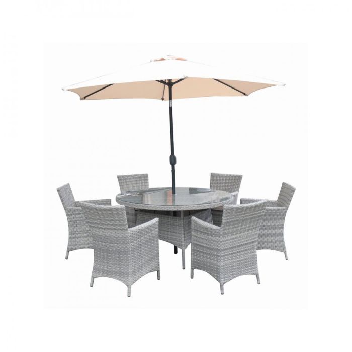 Topline Doyles.Capri 6 Seater Round Rattan Furniture Set 1.4m