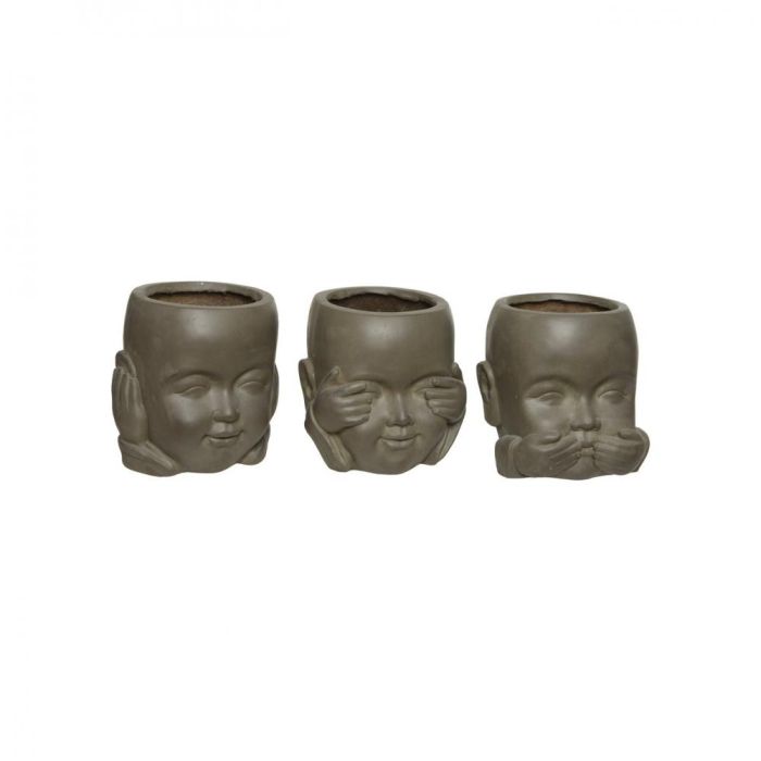 Picture of Fibreclay Monk Planter 3 Assorted - Brown