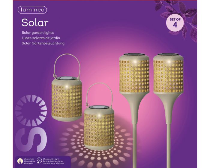 Picture of Solar Light Metal set of 4 - Natural Colours