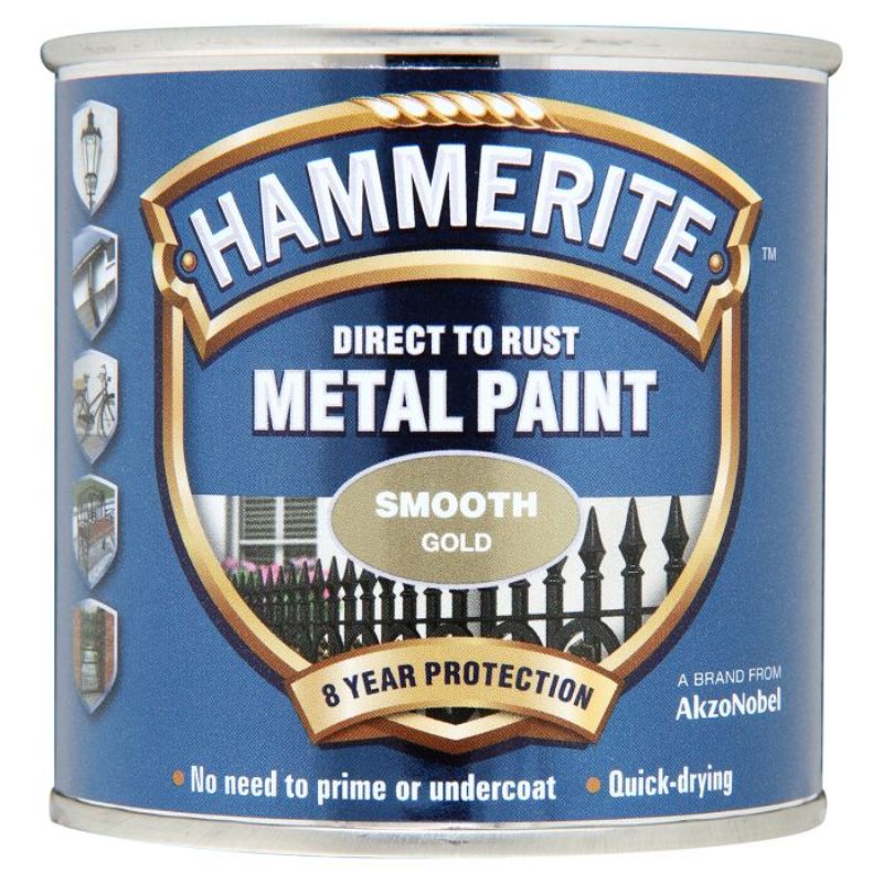 Topline Doyles.250ml Hammerite Metal Paint Smooth Gold