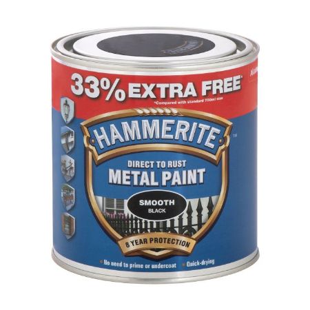 Picture of 1l Hammerite Metal Paint Smooth Black 33% Free