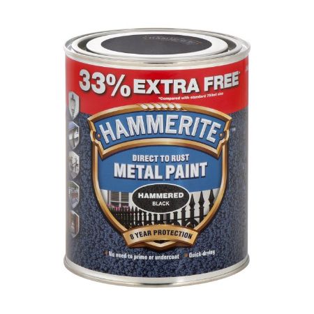 Picture of 1l Hammerite Metal Paint Hammered Black 33% Free