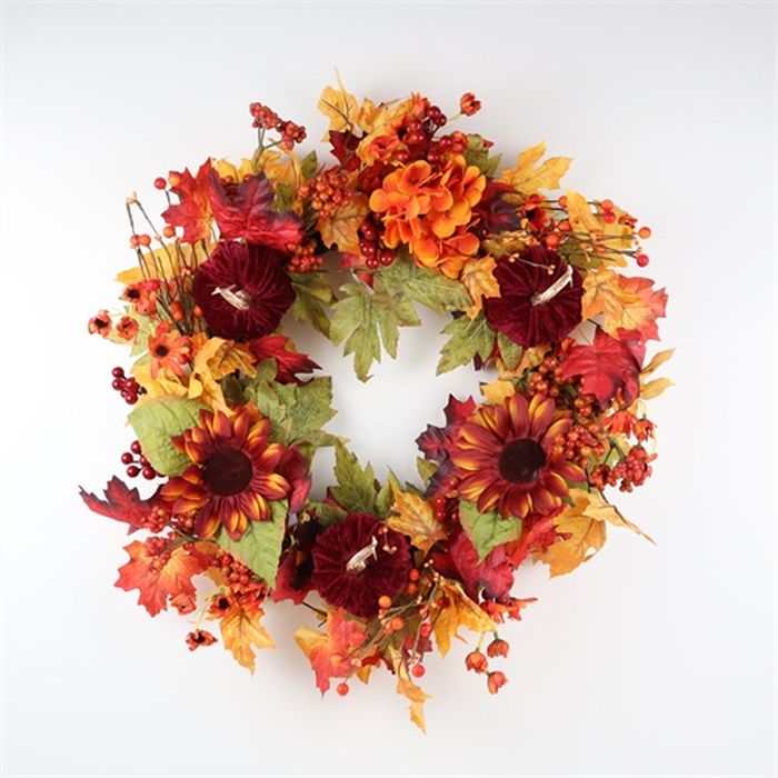 Picture of 24" Wreath With Mixed Pumpkins