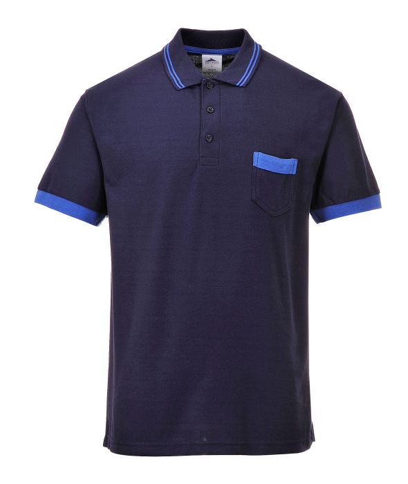 Picture of Portwest - Portwest Texo Contrast Polo Shirt - Navy, Size: Large, TX20NARL