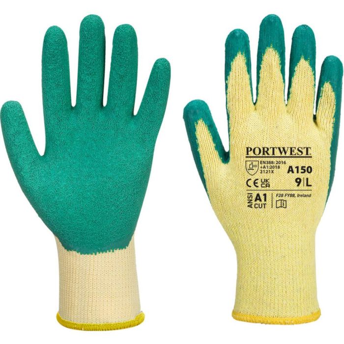 Picture of Portwest - Classic Grip Glove - Latex - Green, Size: Large, A150GNRL
