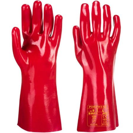 Picture of Portwest - A435 PVC Gauntlet Glove - Red, Size: XL, RG43RERXL