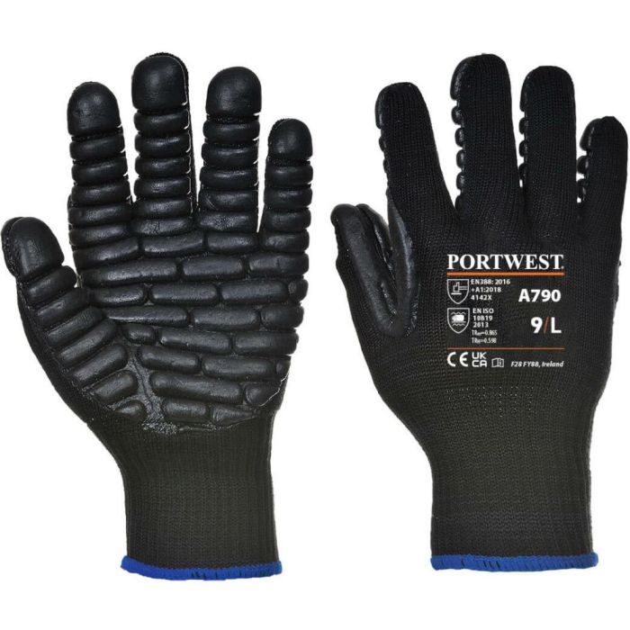 Picture of Portwest - Anti Vibration Glove - Black, Size: Large, A790BKRL