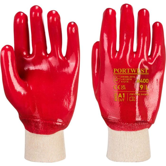 Picture of Portwest - Pvc Knitwrist Gloves Rg40 , Size: Large , A400RER 