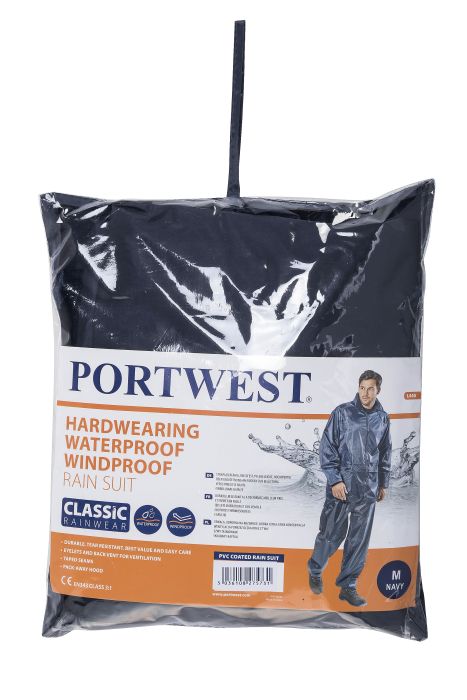 Picture of Portwest - Classic Rain Jacket - Navy, Size: Med, L440NARM