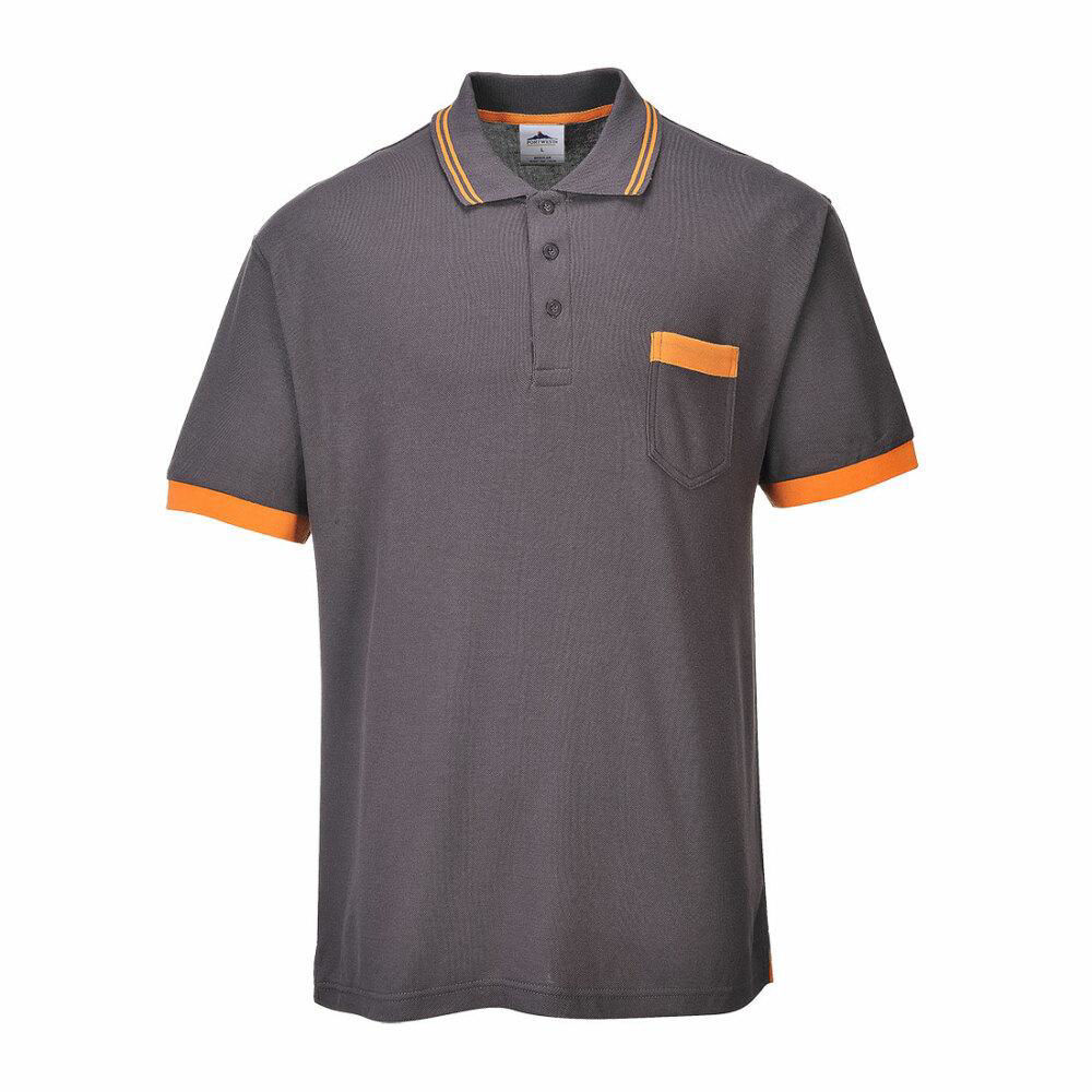 Picture of Portwest - Texo Contrast Polo Shirt Grey , Size: XL , TX20GRRXL