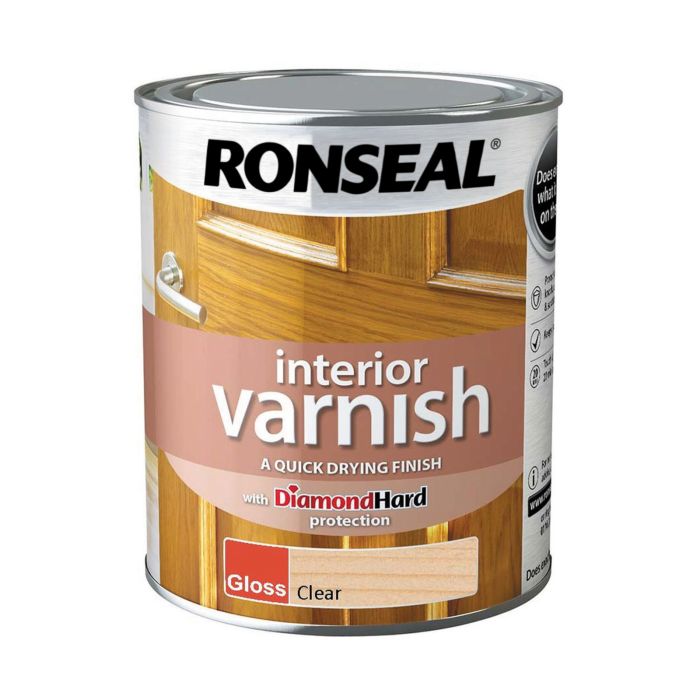 Picture of Ronseal 750ml Diamond Hard Interior Varnish Gloss Clear