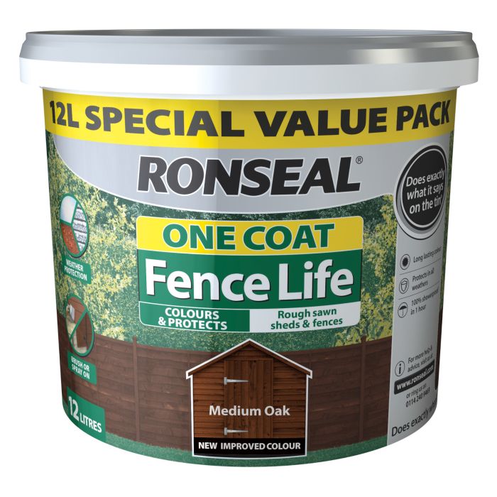 Picture of Ronseal 12ltr One Coat Fencelife Medium Oak