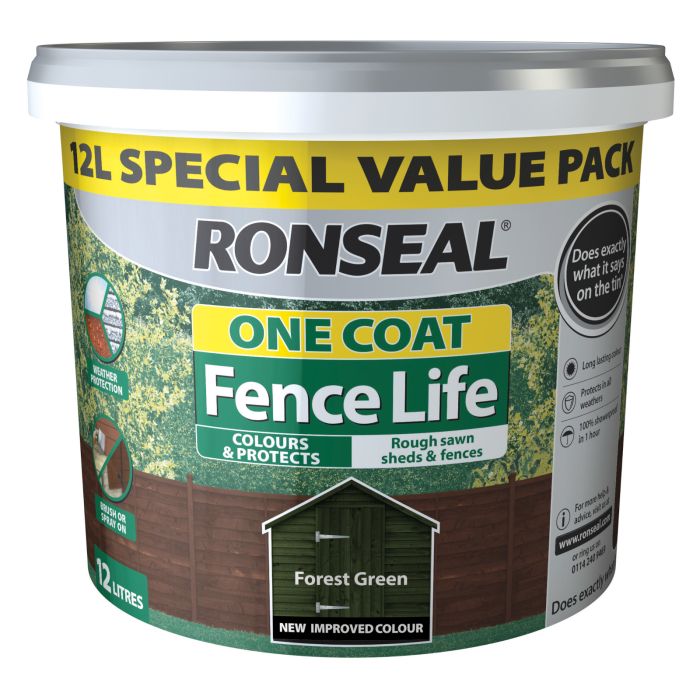 Picture of Ronseal 12ltr One Coat Fencelife Forest Green