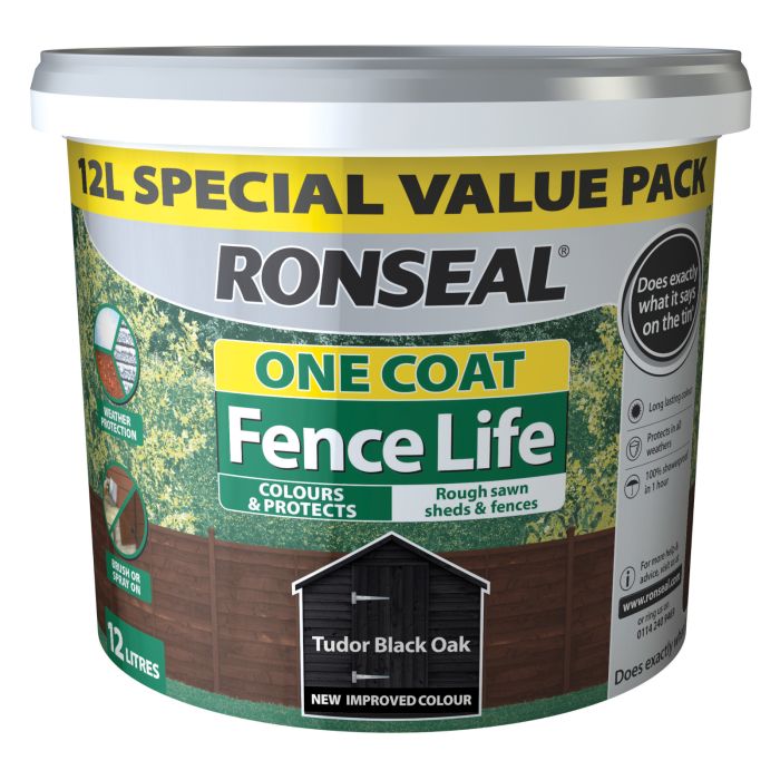 Picture of Ronseal 12ltr Onecoat Fencelife Tudor Black Oak