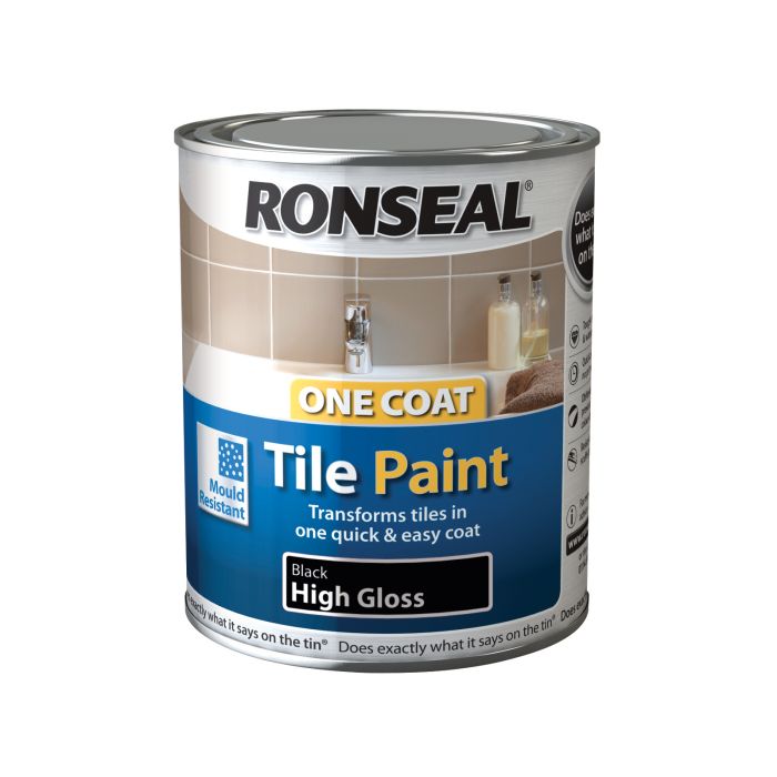 Picture of Ronseal 750ml One Coat Tile Paint High Gloss Black