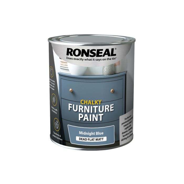 Picture of Ronseal 750ml Chalky Furniture Paint Matt Midnight Blue