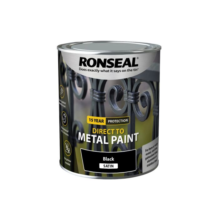 Picture of Ronseal 750ml  Direct To Metal Paint Black Satin