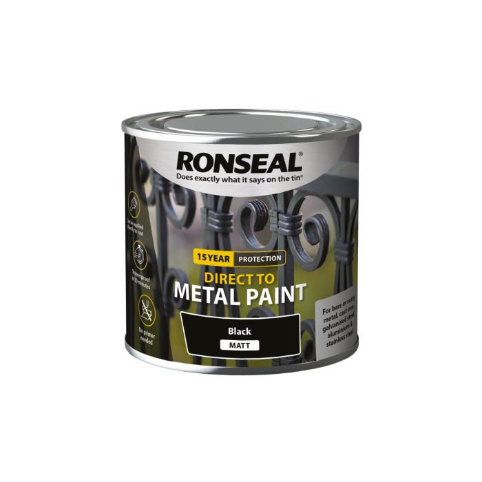 Picture of Ronseal 250ml  Direct To Metal Paint Black Matt