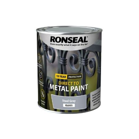 Show details for Ronseal 750ml Direct To Metal Paint Steel Grey Gloss Picture of Ronseal 750ml Direct To Metal Paint Steel Grey Gloss