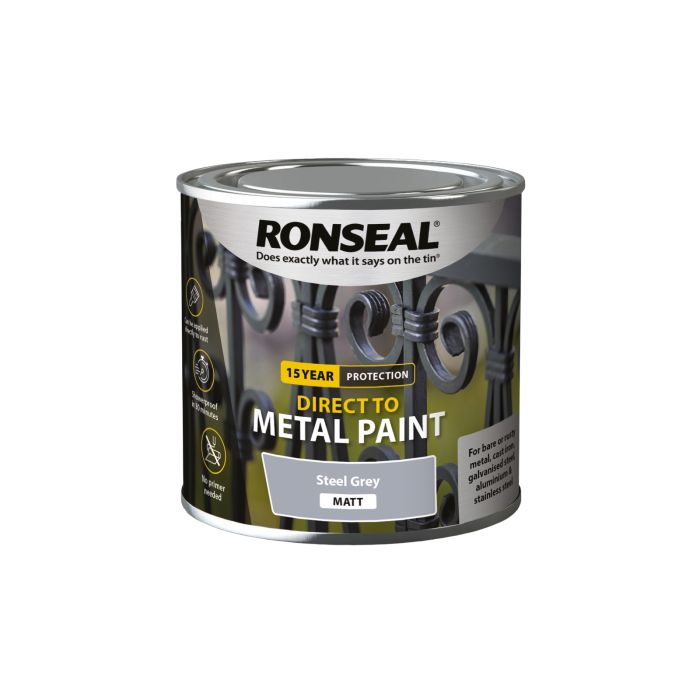 Picture of Ronseal 250ml Direct To Metal Paint Steel Grey Matt