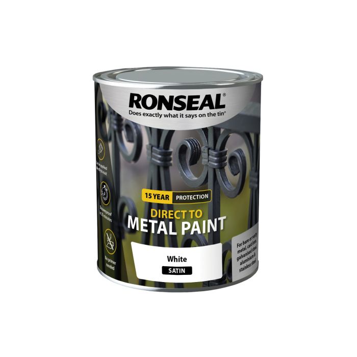 Picture of Ronseal 750ml  Direct To Metal Paint White Satin