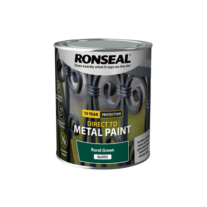 Picture of Ronseal 750ml Direct To Metal Paint Rural Green Gloss