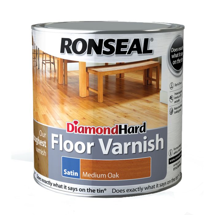 Picture of Ronseal 2.5ltr Diamond Hard Floor Varnish Satin Medium Oak