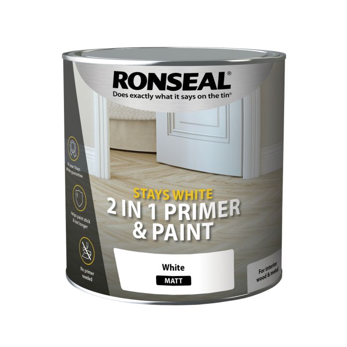 Picture of Ronseal 2.5ltr  Stays White 2in1 Primer And Paint Matt
