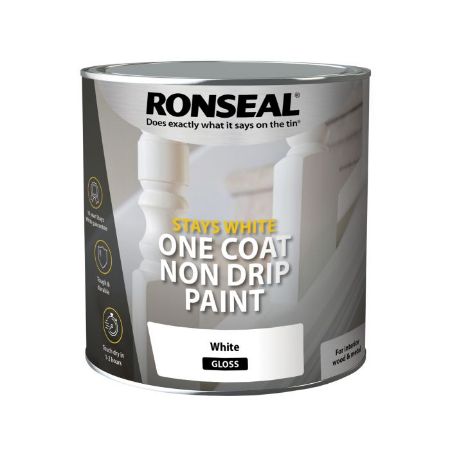Picture of Ronseal 2.5ltr  One Coat Stays White Gl0ss Paint