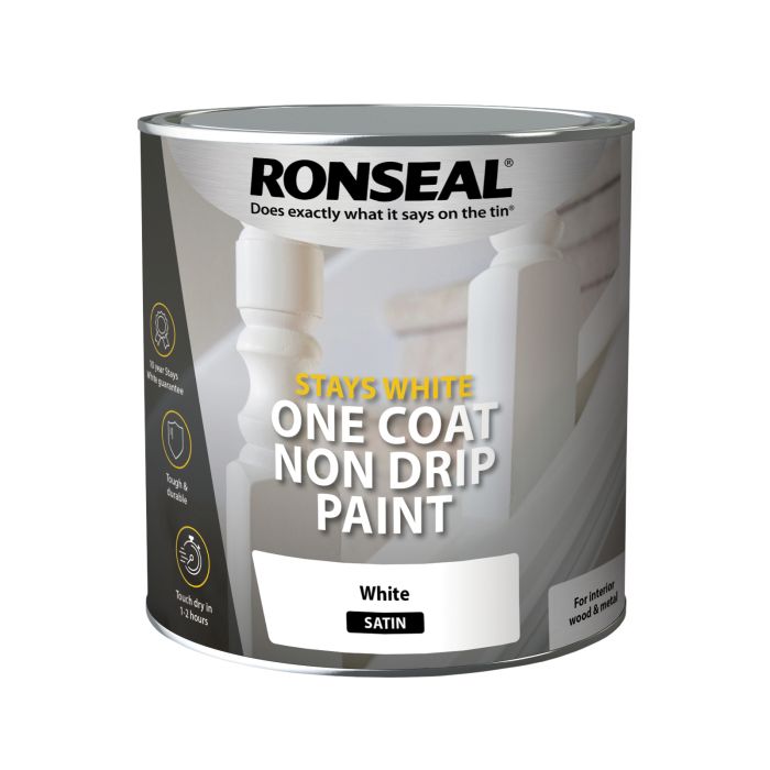 Picture of Ronseal 2.5ltr  One Coat Stays White Satin Paint
