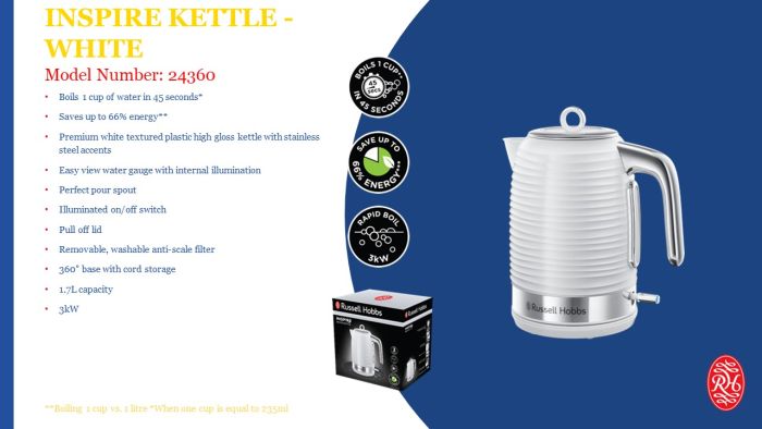 Picture of Russell Hobbs Inspire White Kettle