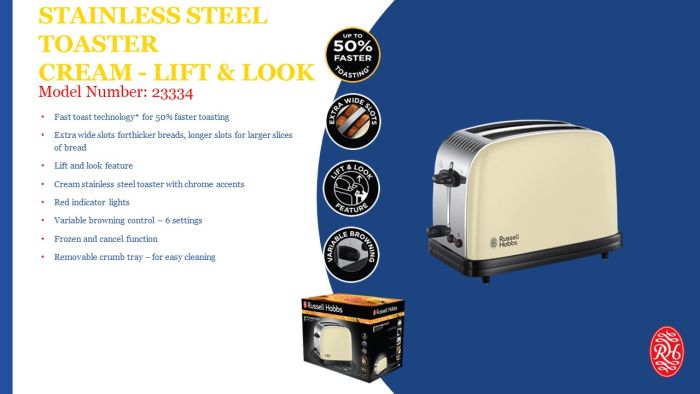 Picture of Russell Hobbs Colours Plus 2 Slice Toaster Cream