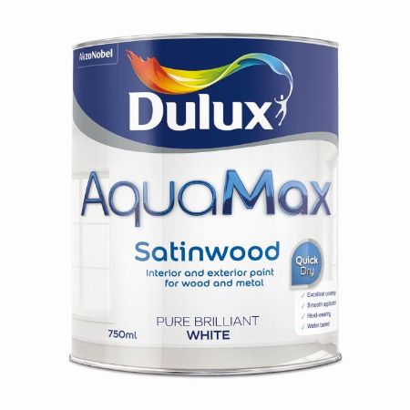 Show details for 750ml Dulux Aquamax Satinwood Satinwood Pure Brilliant White Picture of 750ml Dulux Aquamax Satinwood Satinwood Pure Brilliant White