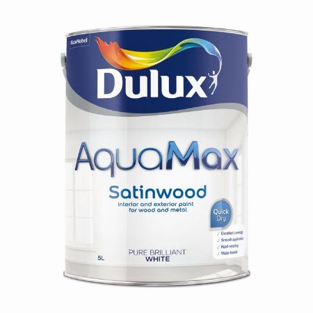 Show details for 5l Dulux Aquamax Satinwood Satinwood Pure Brilliant White Picture of 5l Dulux Aquamax Satinwood Satinwood Pure Brilliant White