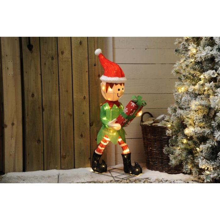 Picture of Festive LED Lit Elf With Giftbox - 107cm