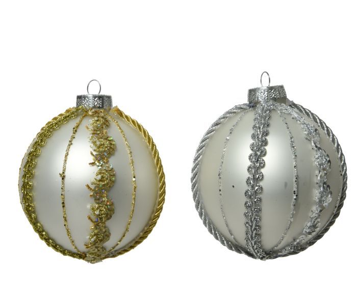 Picture of Glass Matt Baubles With Glitter/Sequins