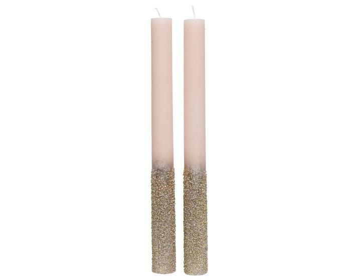 Picture of Pair Tall Candle Wax Pillar Snow Finish Dia 2.2cm -H25cm