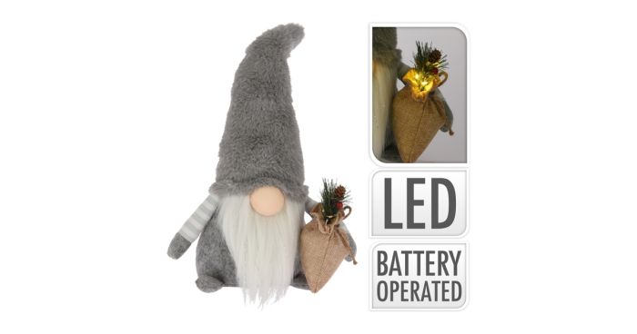 Picture of Gnome Met Led Pluche 52cm Grey