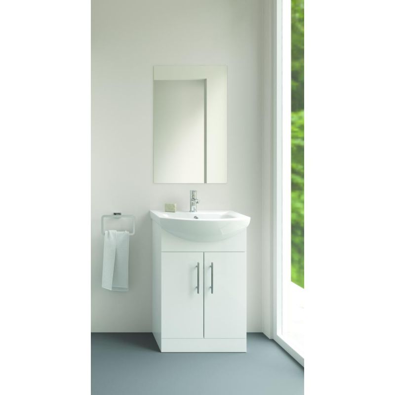 Topline Doyles.Floor Standing Vanity Unit & Wash Basin White 55cm