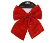 Picture of Bow Polyester With Sequins Christmas Red
