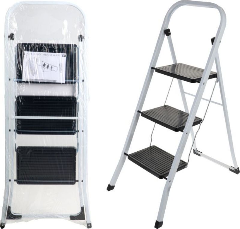 Topline Doyles.C80001240 STOP LADDER 3 STEP BLACK/WHITE
